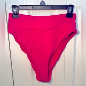 Aerie pink ribbed high cheeky bikini bottoms